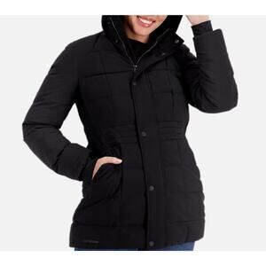 LAND´S END Comfort Stretch Mixed Quilted Down Coat Black Sz 1X